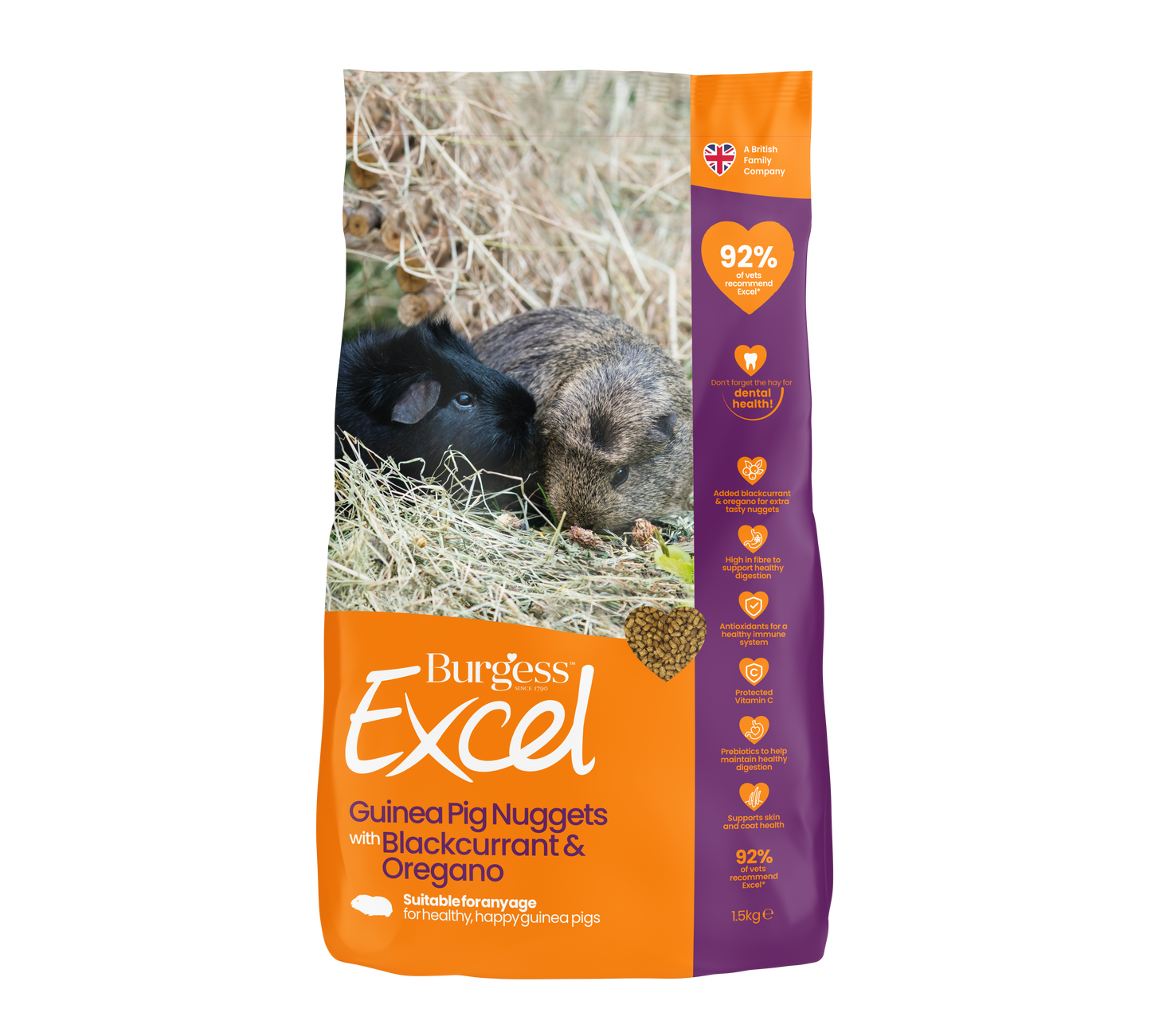 Burgess Excel Nuggets with Blackcurrant & Oregano for Adult Guinea Pigs (1.5kg)