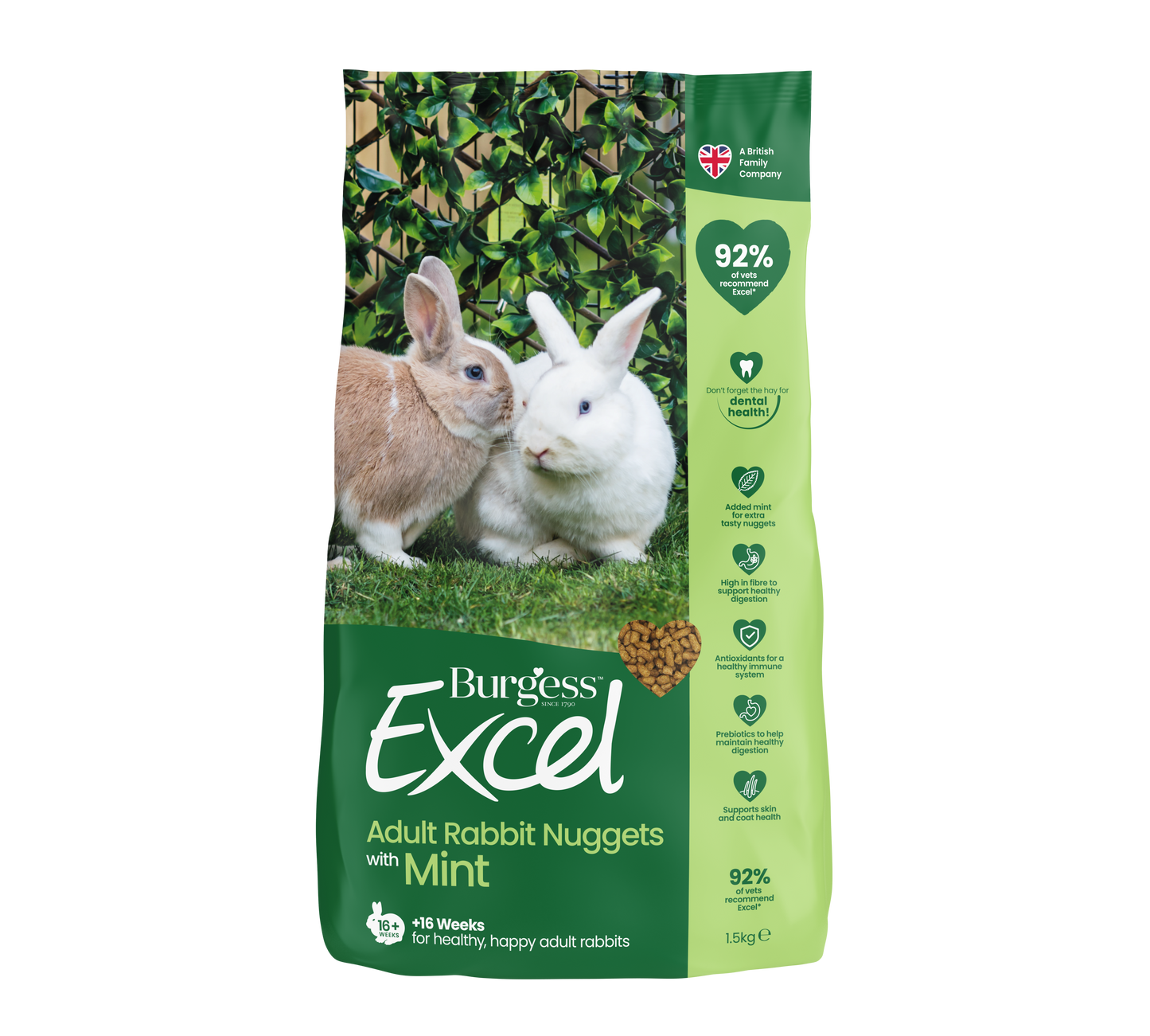 Burgess Excel Nuggets with Mint for Adult Rabbits (1.5kg)